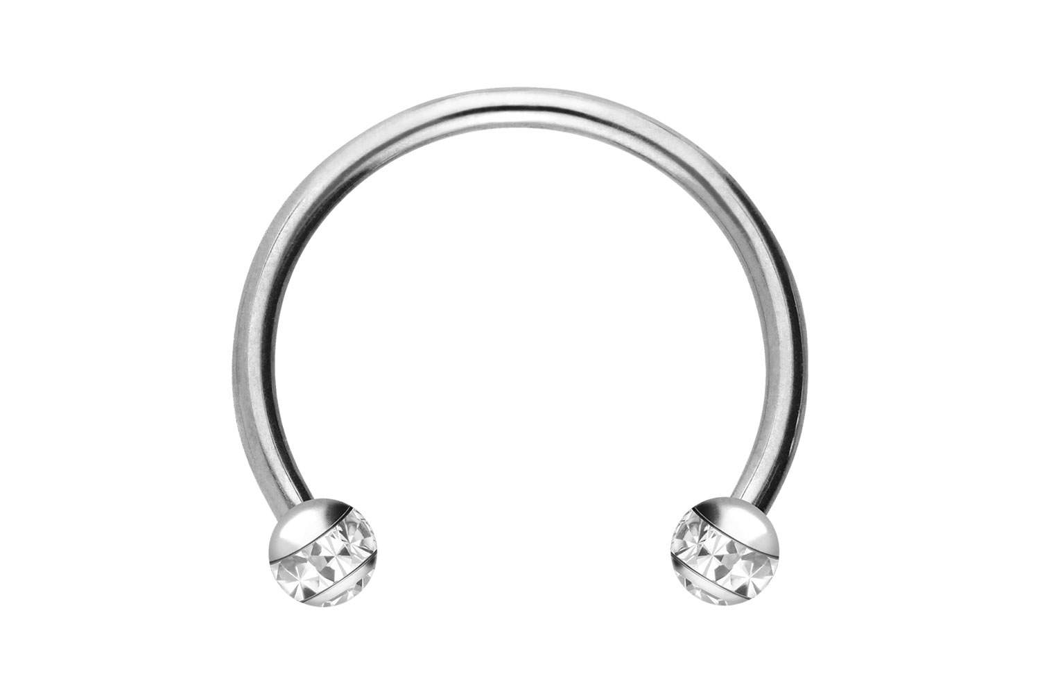 Chirurgenstahl Hufeisenring EPOXY-RING-KUGELN + KRISTALLE